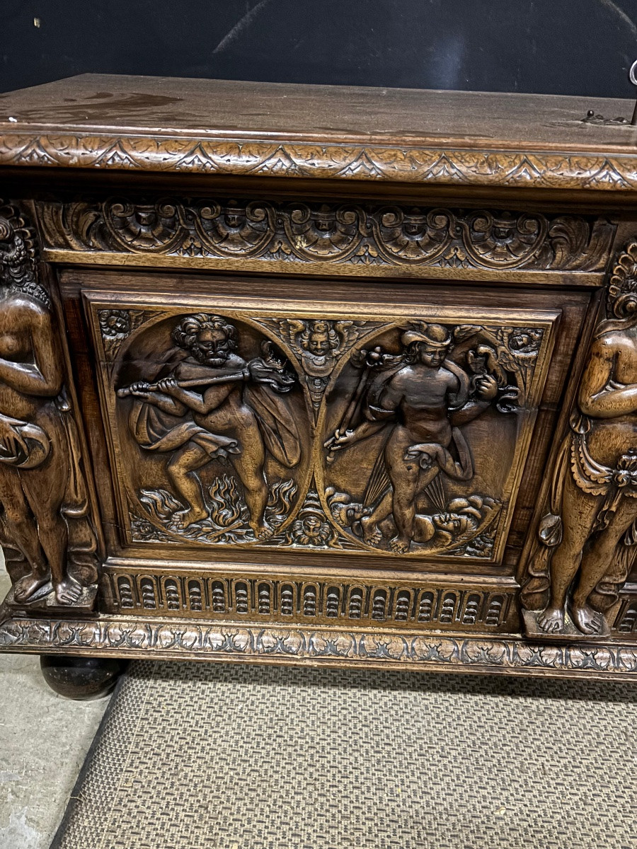 Carved Wood Renaissance Chest-photo-3