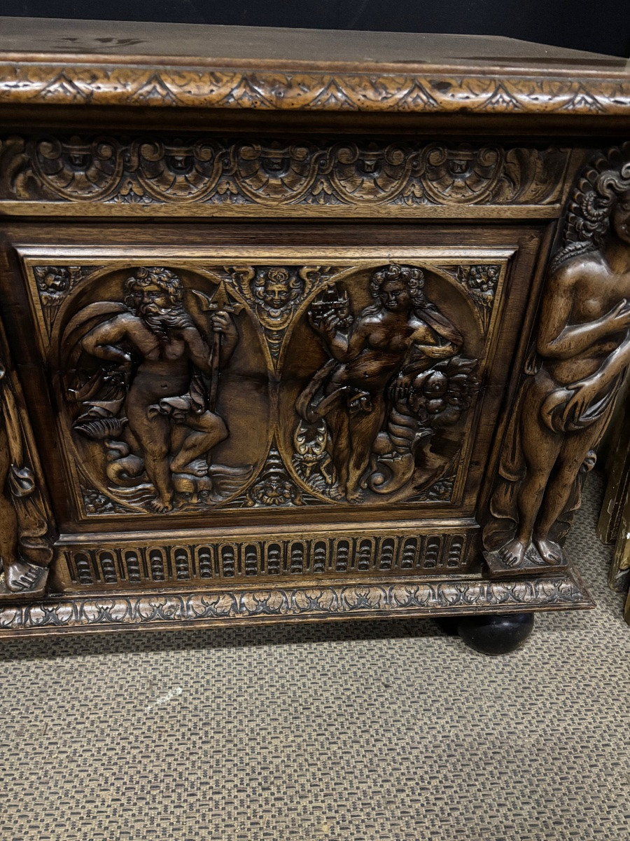 Carved Wood Renaissance Chest-photo-4