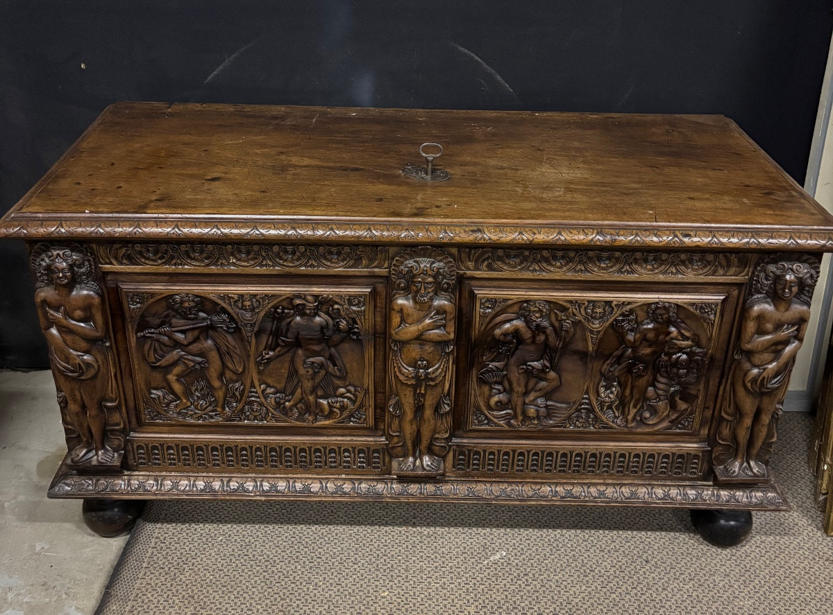 Carved Wood Renaissance Chest
