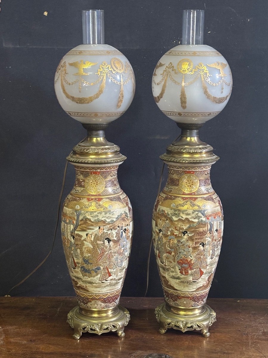 Pair Of Satsuma Lamps