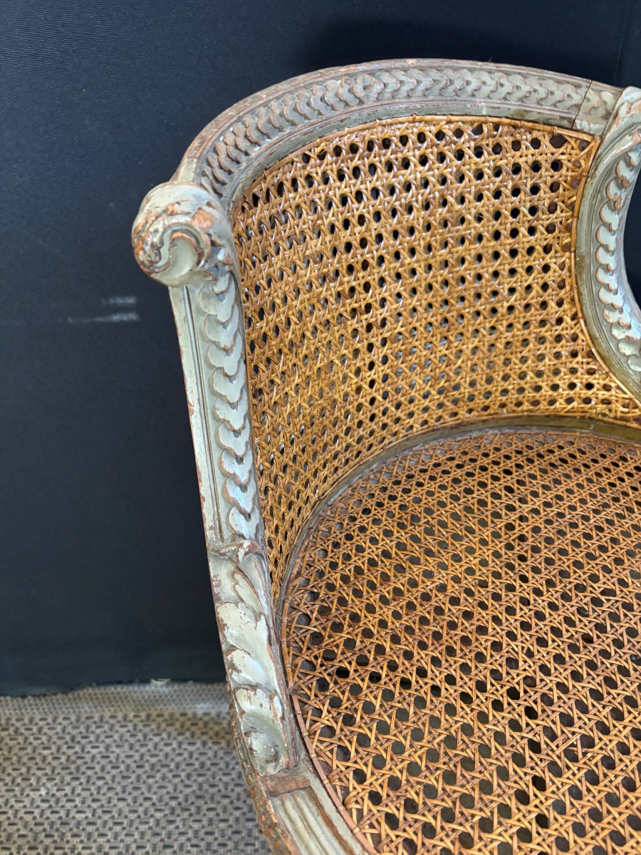 Petit fauteuil tournant de style Louis XVI -photo-2