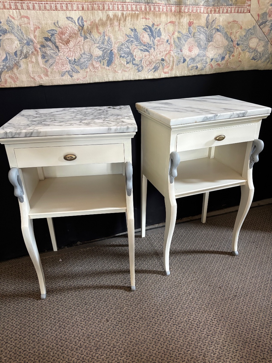 Pair Of Swan-neck Bedside Tables