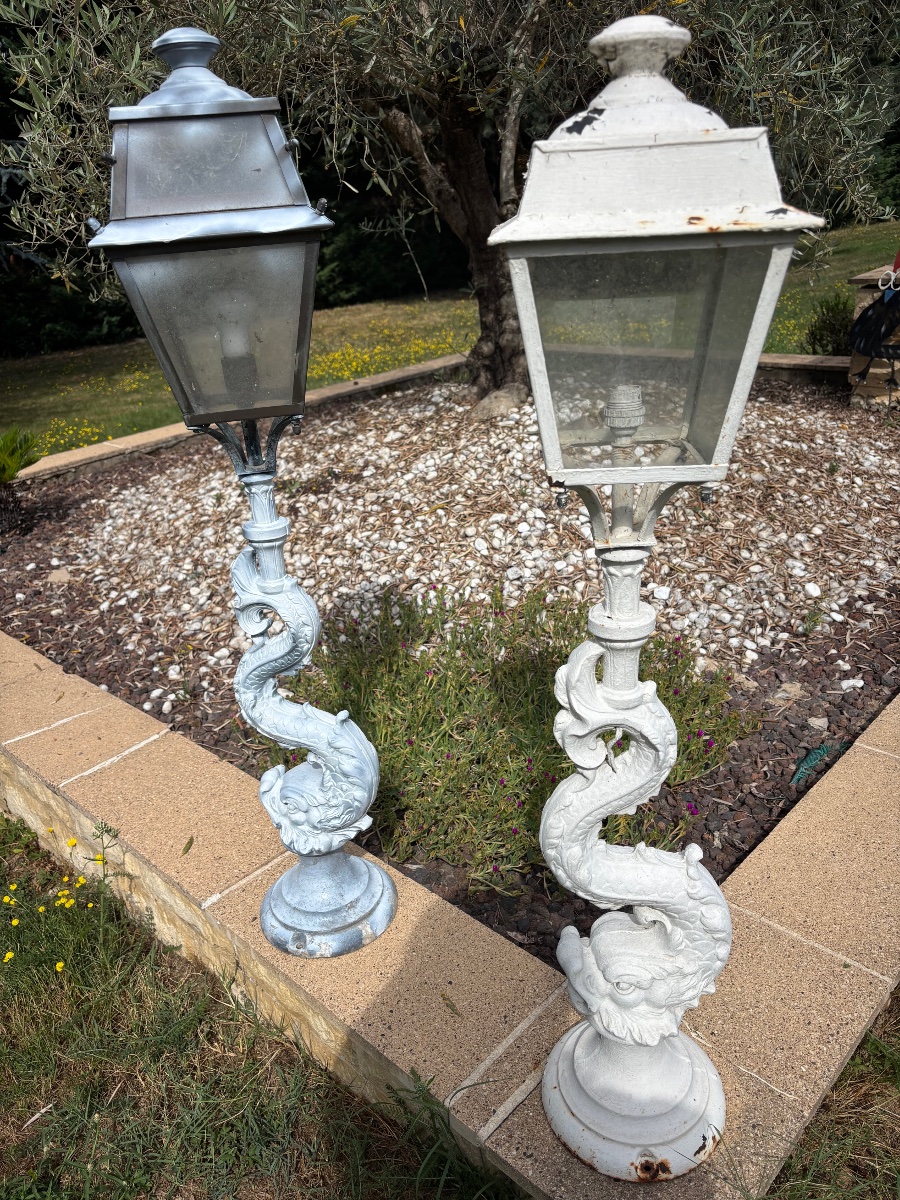 2 lampadaires poissons pour extérieur 