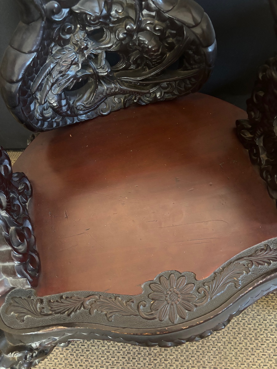 Pair Of Asian-style Throne Armchairs -photo-4