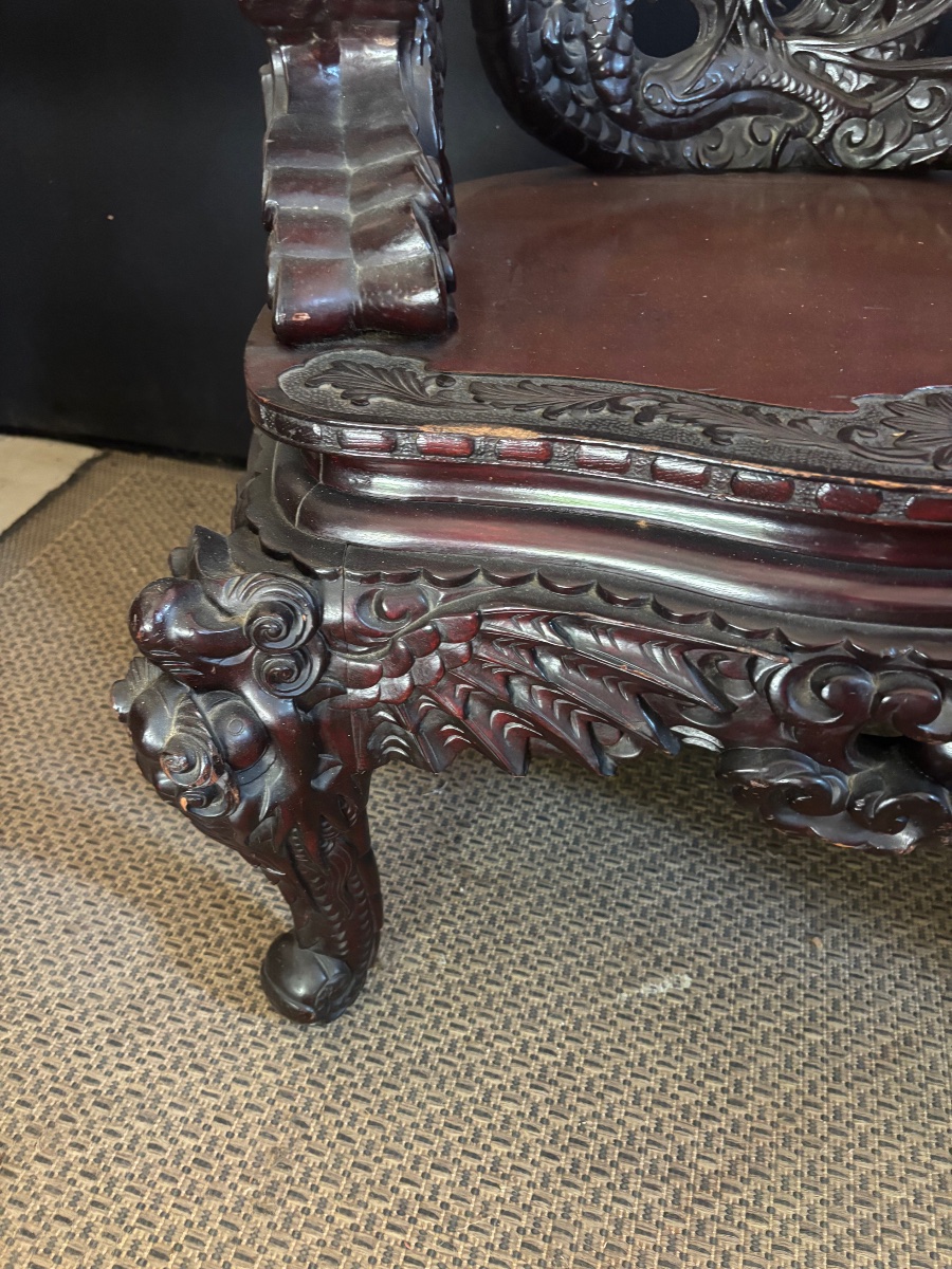 Pair Of Asian-style Throne Armchairs -photo-1
