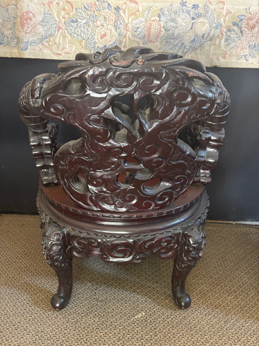 Pair Of Asian-style Throne Armchairs -photo-4