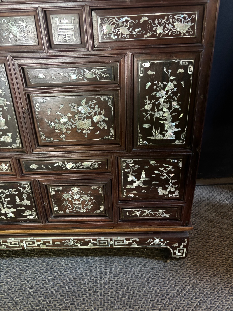Cabinet indochinois incrustation de nacre XIX IÈME -photo-2
