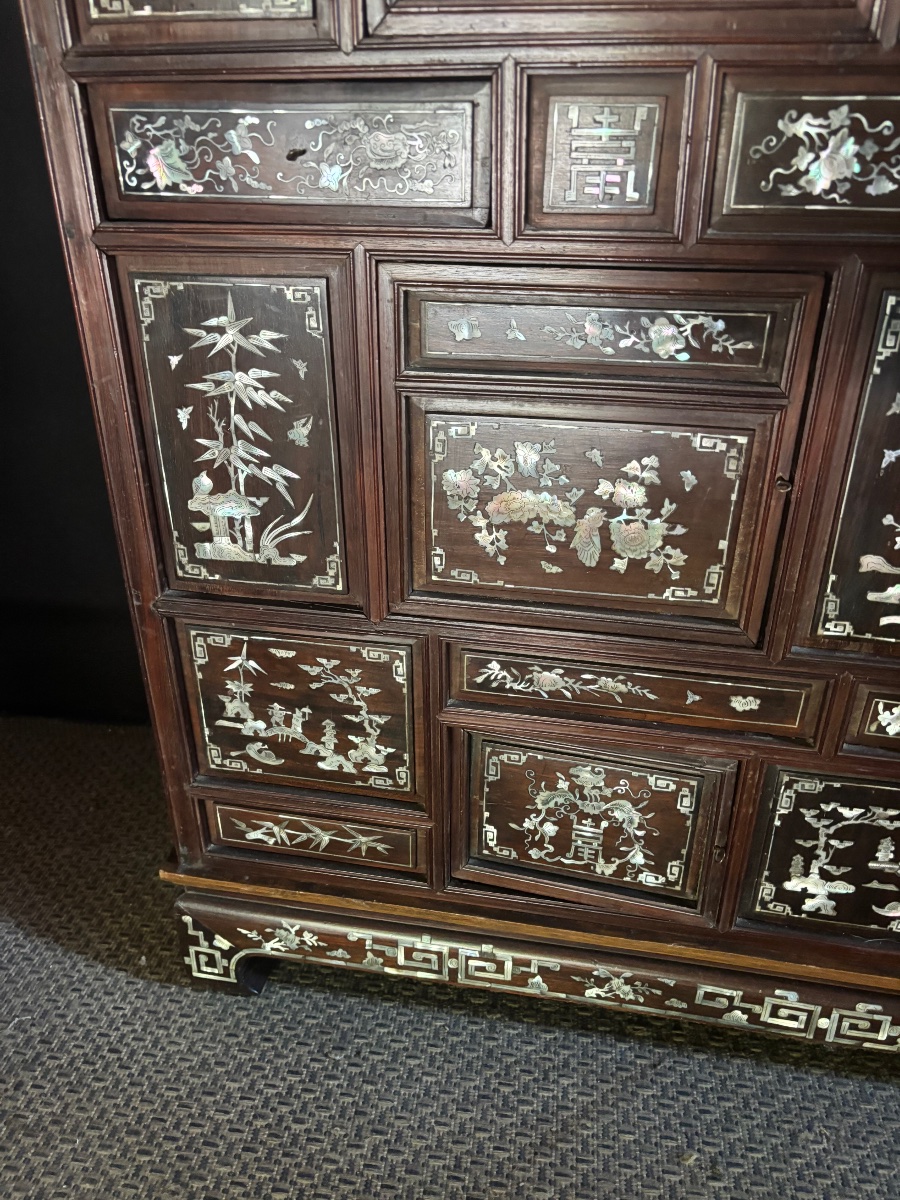 Cabinet indochinois incrustation de nacre XIX IÈME -photo-3
