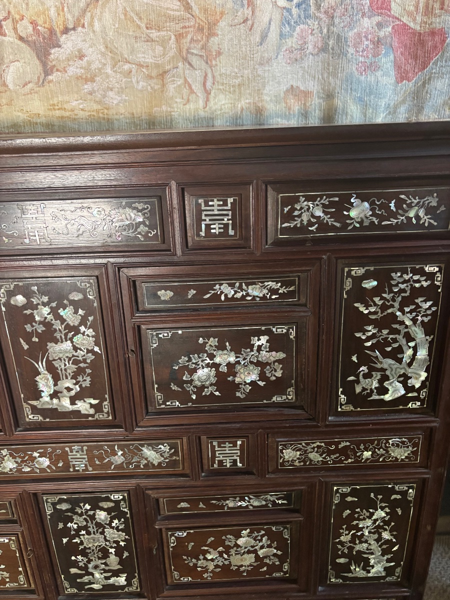 Cabinet indochinois incrustation de nacre XIX IÈME -photo-1