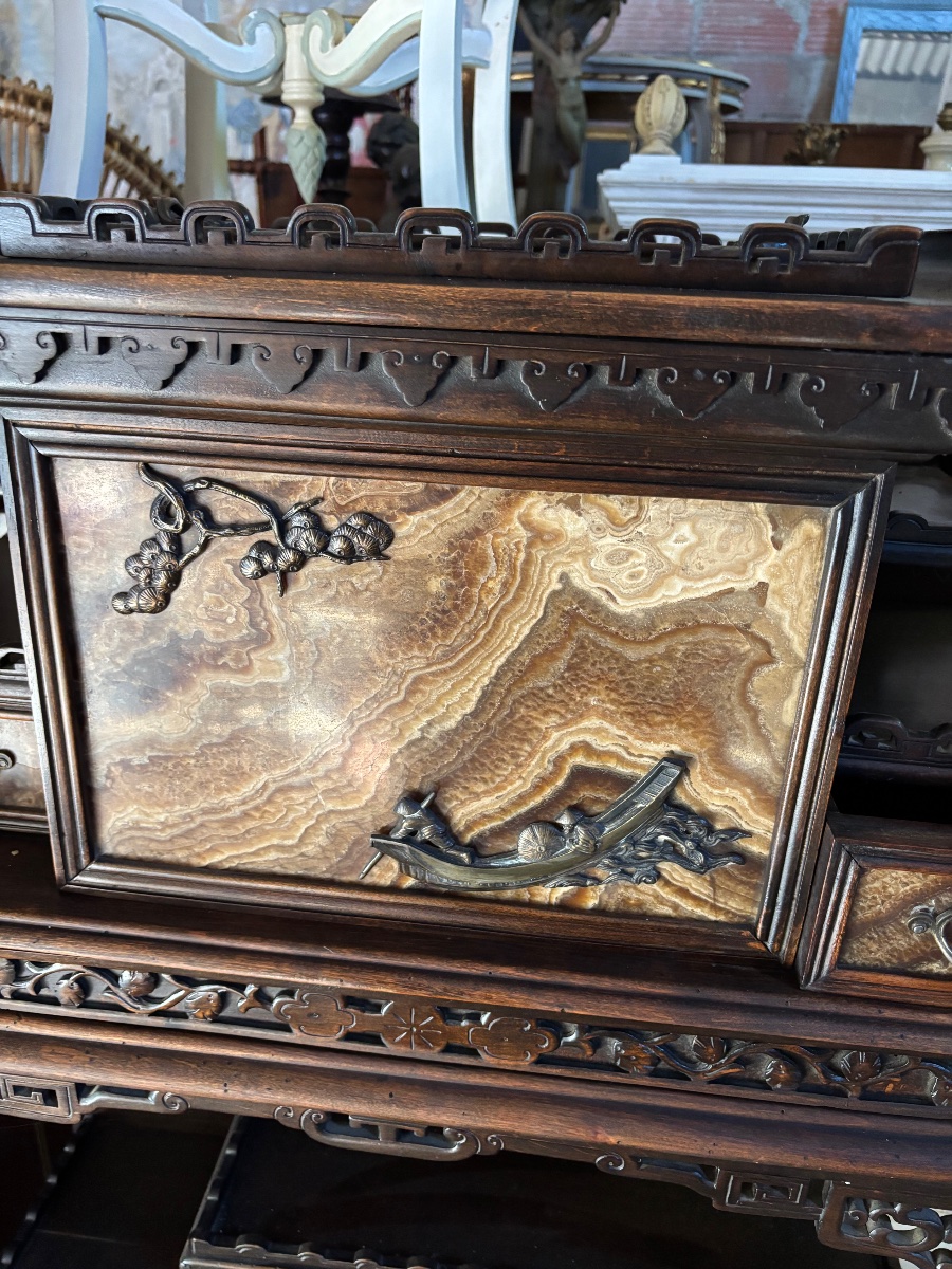 Meuble indochinois avec plaque onyx -photo-2