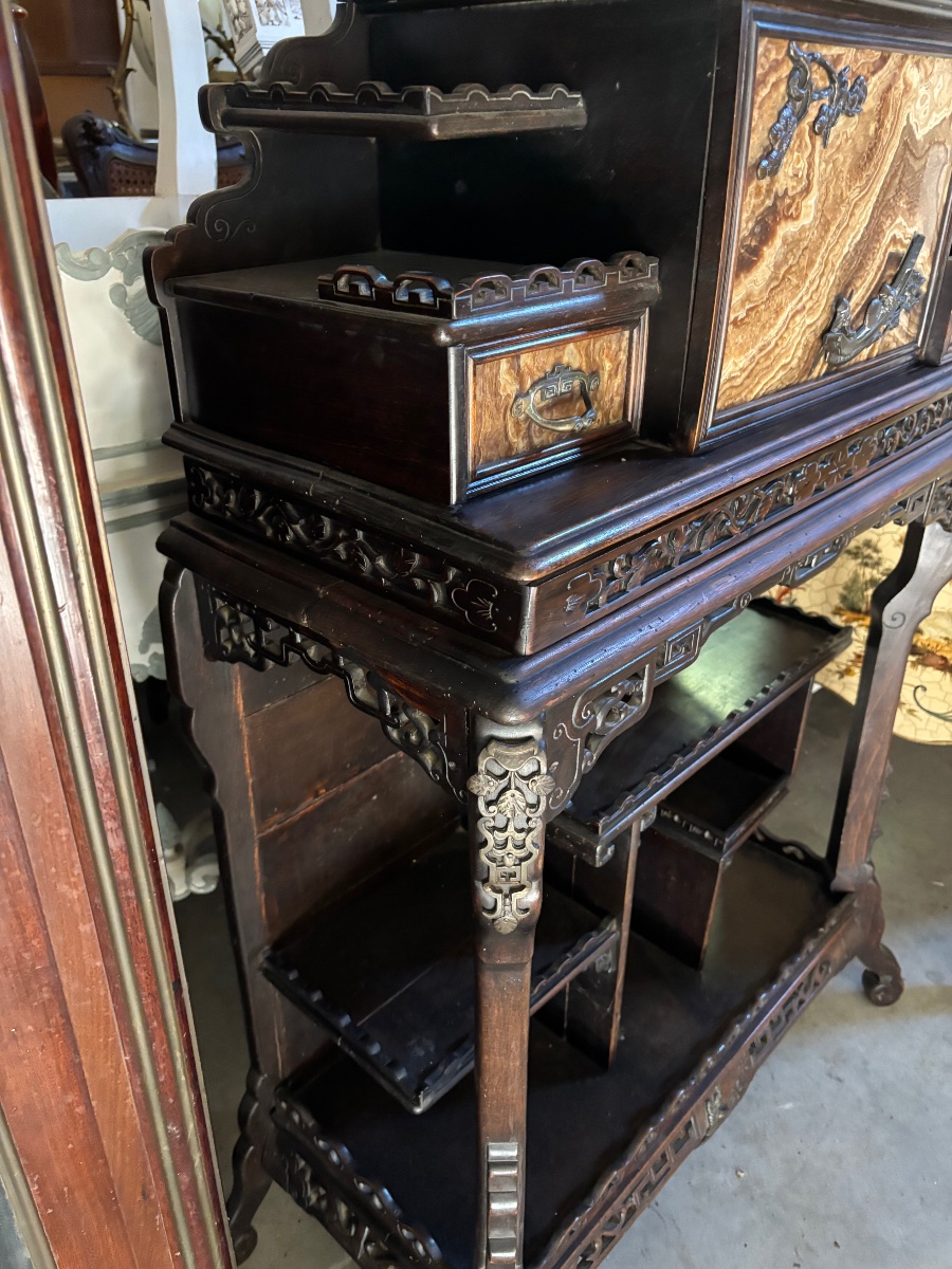 Meuble indochinois avec plaque onyx -photo-3