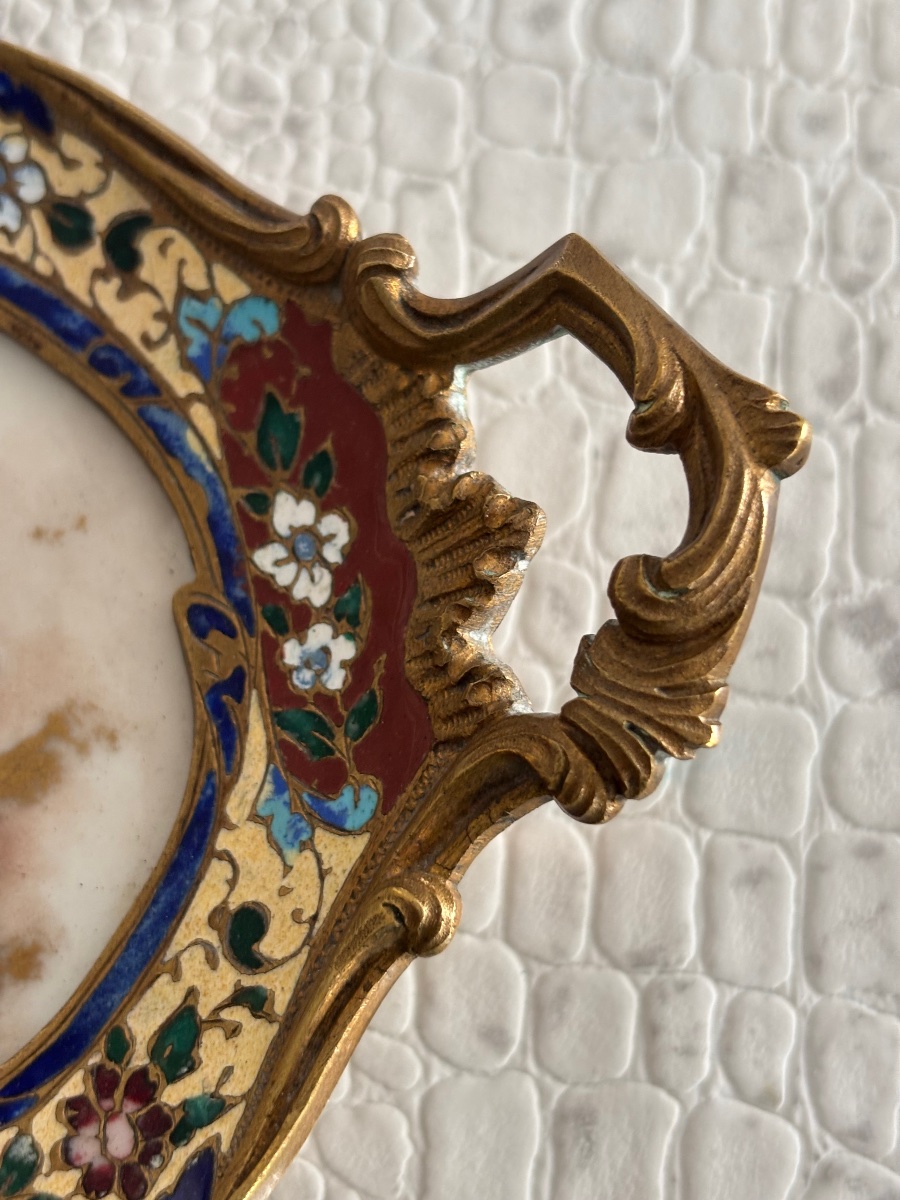 19th-century Cloisonné Porcelain Bronze Trinket Dish -photo-2