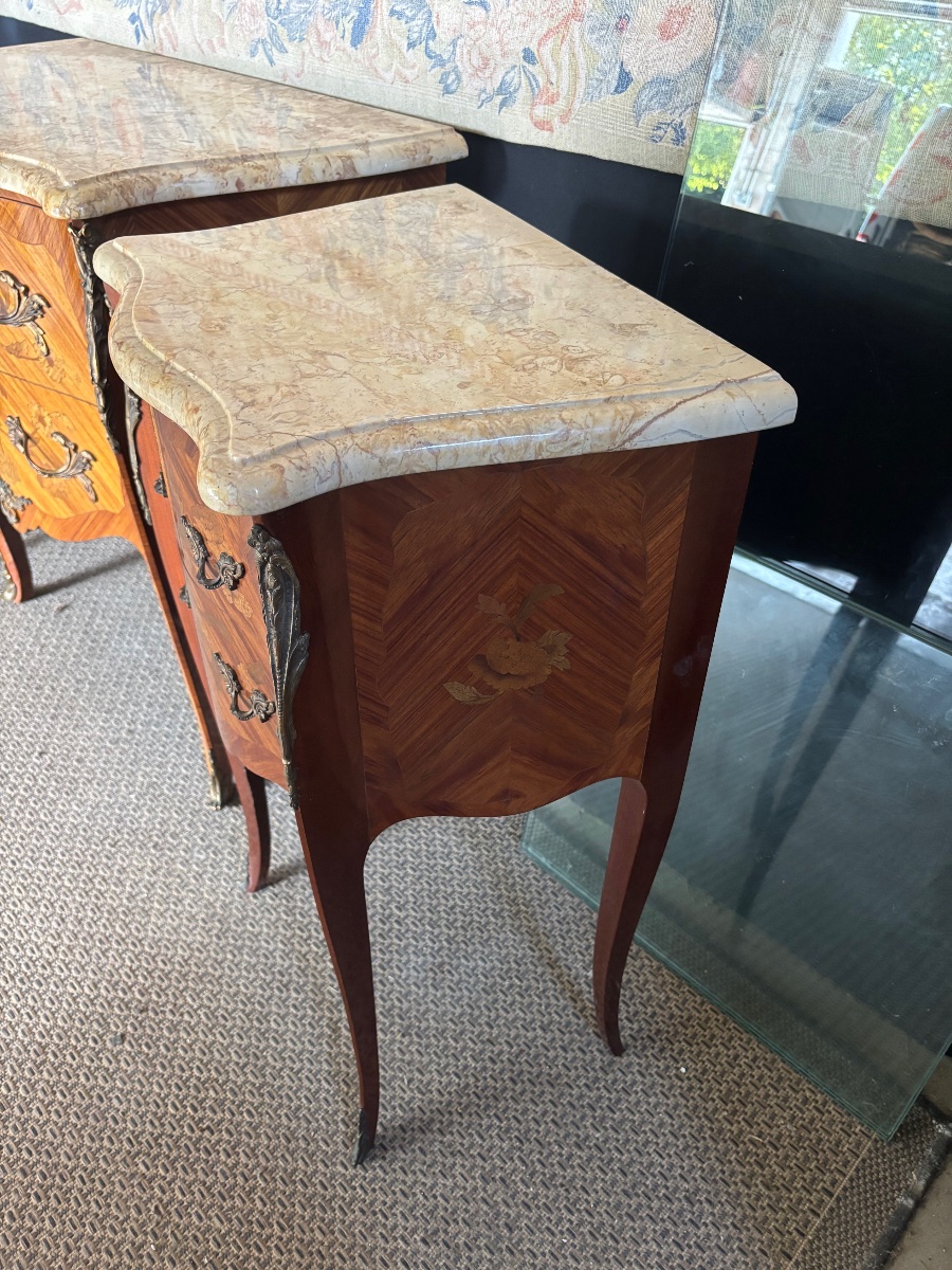 Louis XV-style Chest Of Drawers And Nightstands With Marquetry-photo-1