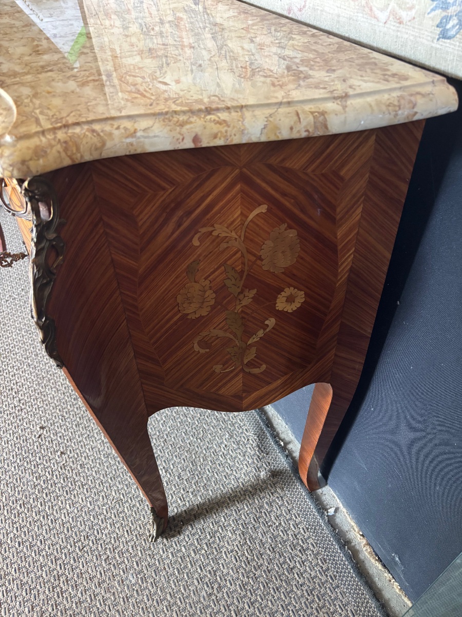 Louis XV-style Chest Of Drawers And Nightstands With Marquetry-photo-2