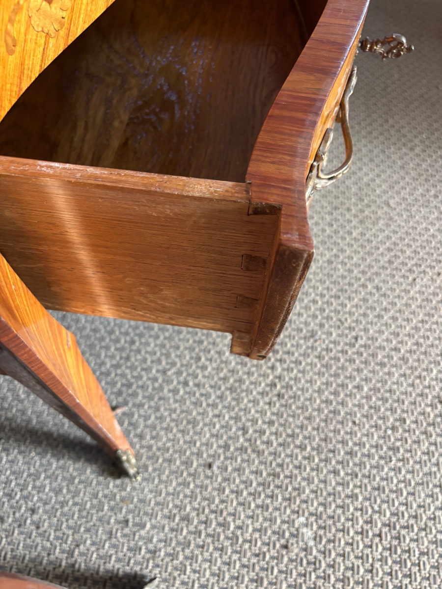 Louis XV-style Chest Of Drawers And Nightstands With Marquetry-photo-3