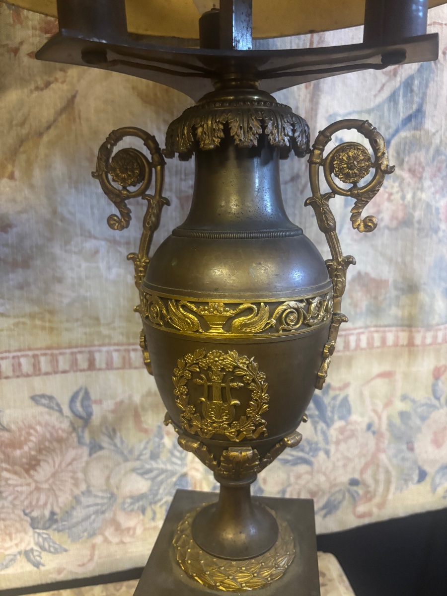 Paire de lampes en bronze style Empire XIX ième -photo-4