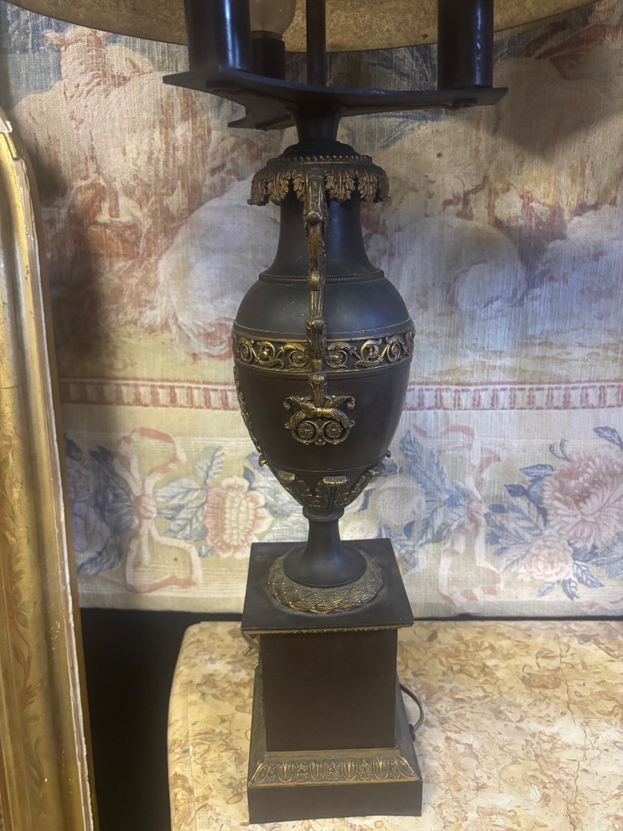 Paire de lampes en bronze style Empire XIX ième -photo-4