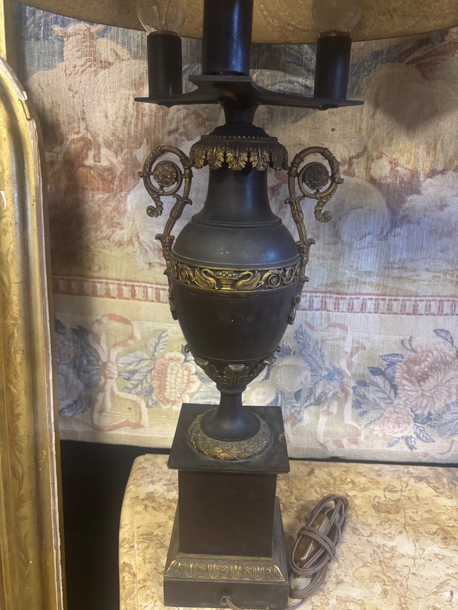 Paire de lampes en bronze style Empire XIX ième -photo-5