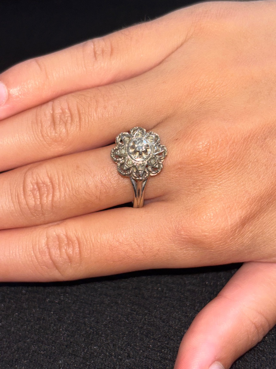 Bague ancienne or et diamants -photo-3