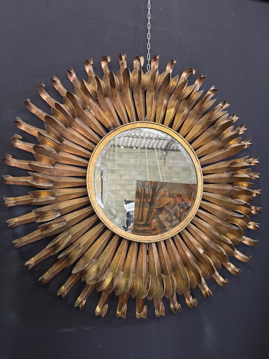 Important miroir vintage XXL 127 cm de diamètre -photo-1