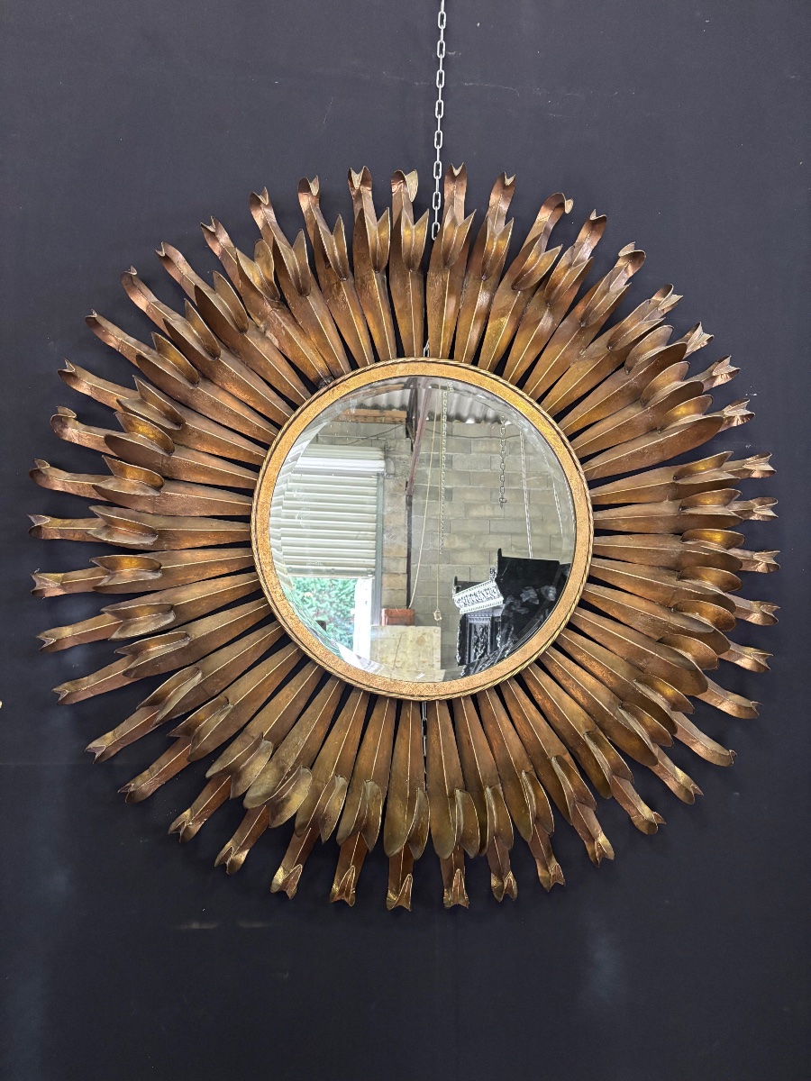 Important miroir vintage XXL 127 cm de diamètre 