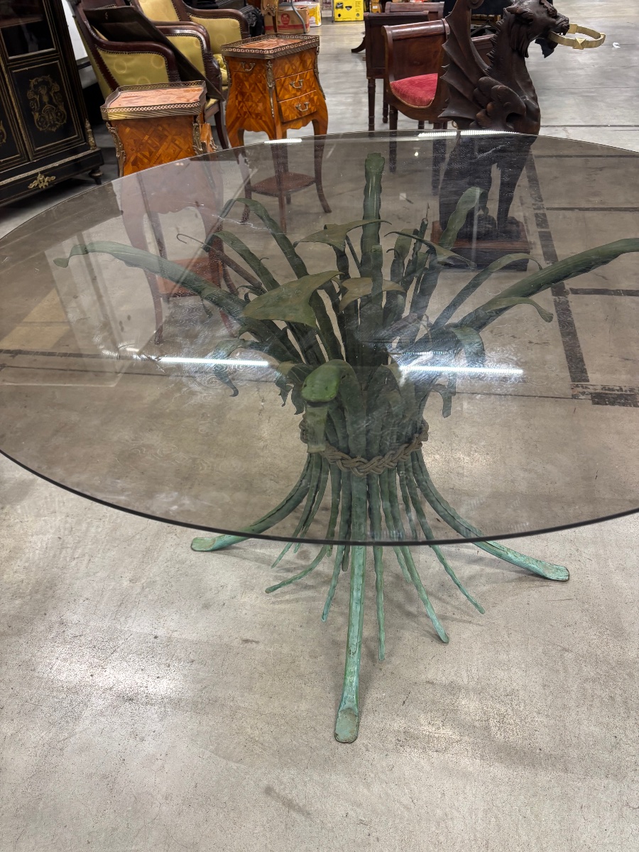 1970s Rattan Dining Table-photo-3