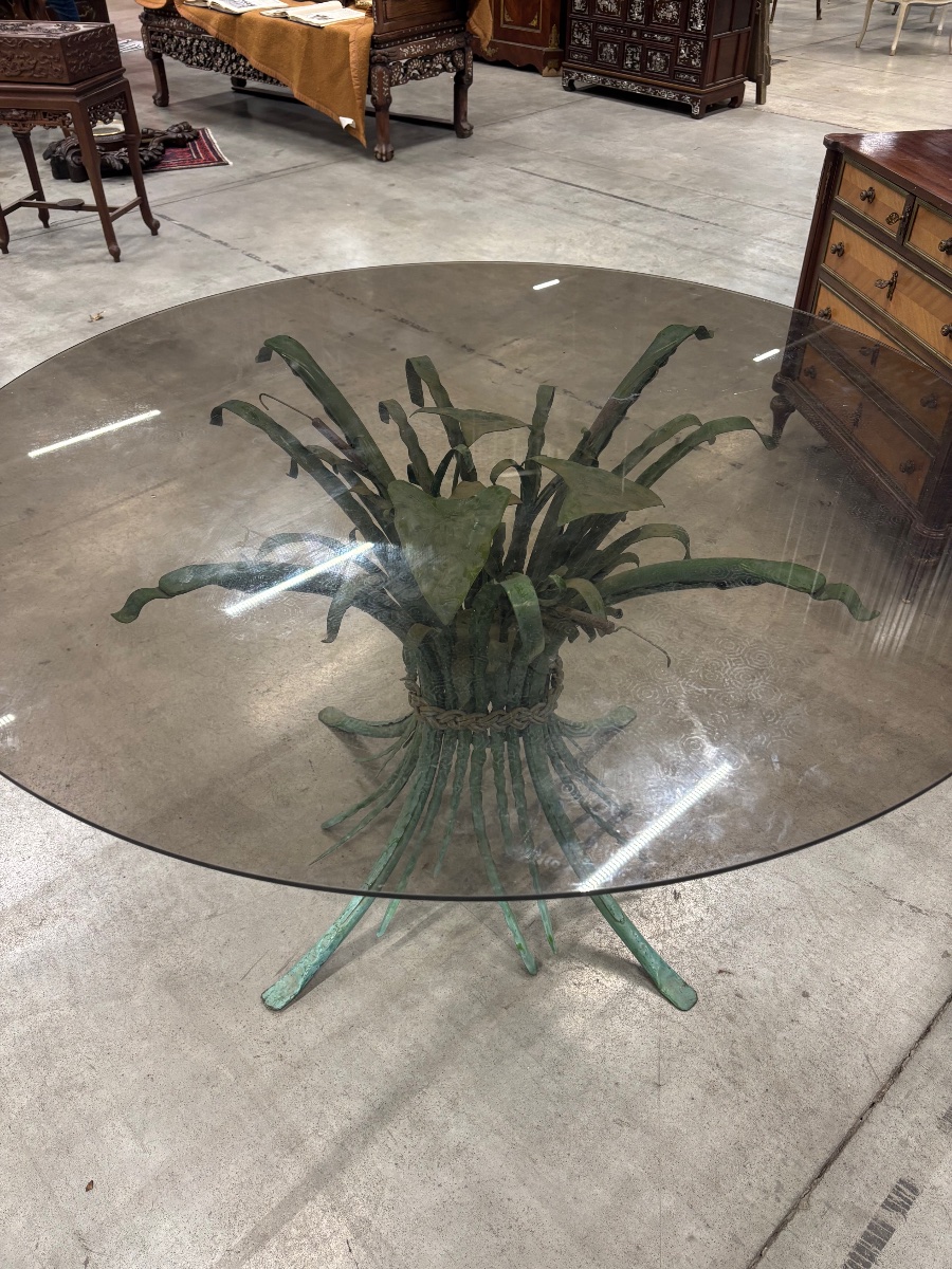 1970s Rattan Dining Table-photo-4