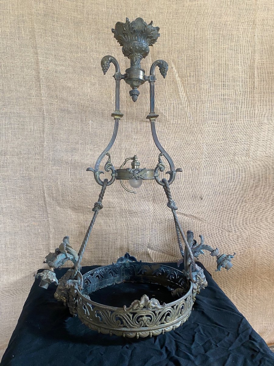 Bronze Chandelier Head Of Aries Napoleon 3-photo-2