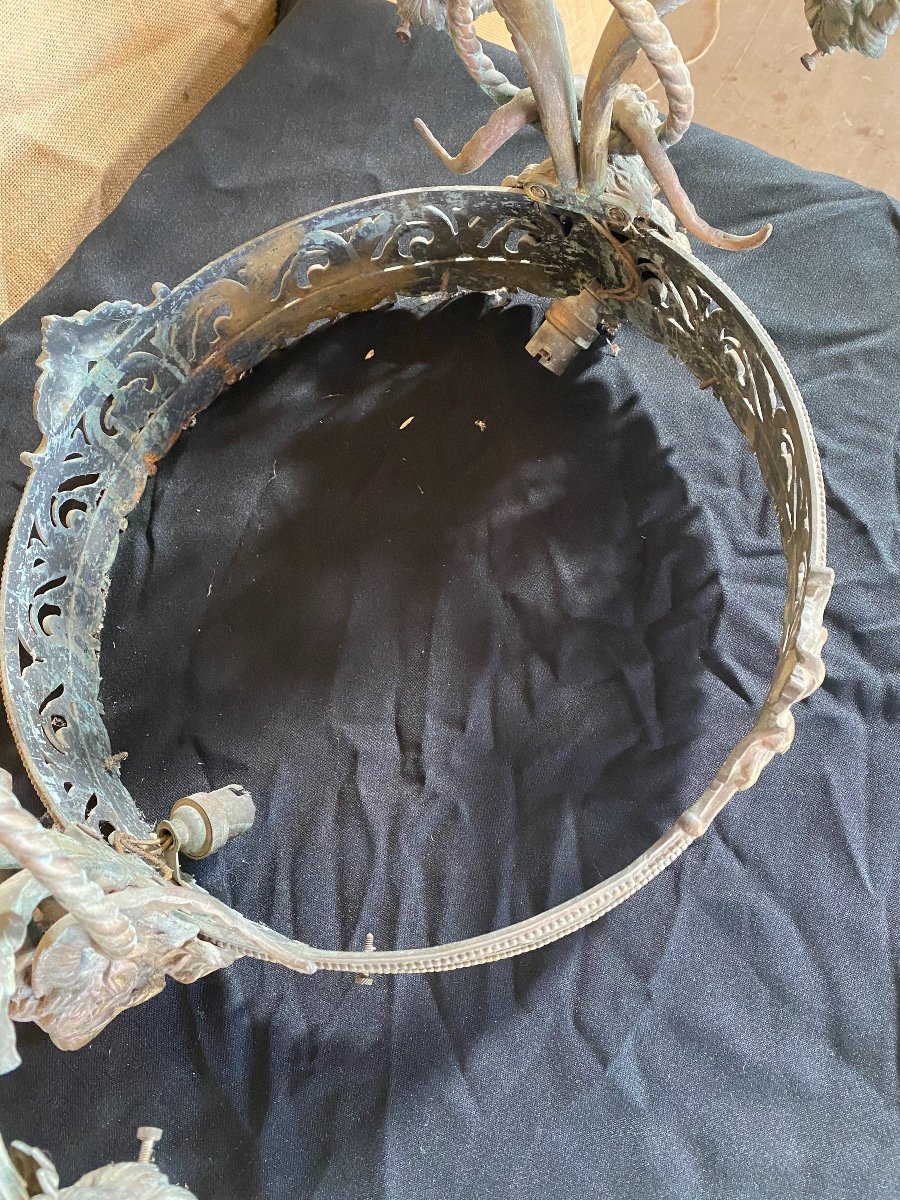 Bronze Chandelier Head Of Aries Napoleon 3-photo-4