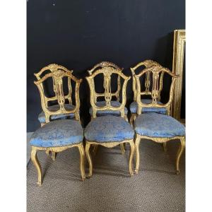 6 Golden Wood Chairs