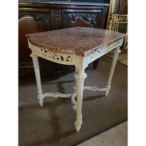 Louis XVI Style Table Lacquered Marble Top