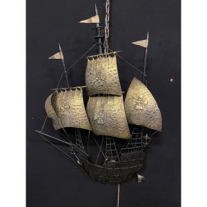 Wall Lamp Forming A Metal Ship