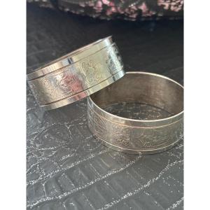 Pair Of Silver Metal Napkin Rings