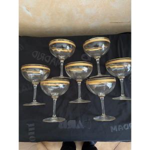 7 Crystal And Gilding Cups Baccarat Or St Louis 