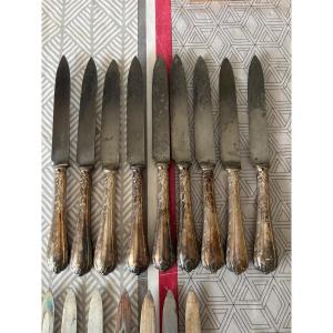 9 Christofle Silver Knives 