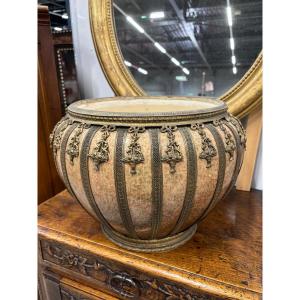 Important Sevres Earthenware Planter Mounted Bronze 