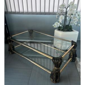 Table basse bronze et laiton année 70