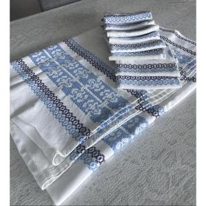 Nappe + 8 serviettes coton basque 
