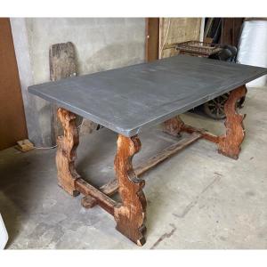 Table plateau laqué gris 