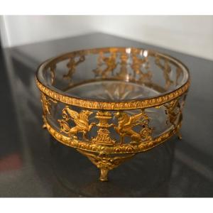 Vide poche cristal métal doré Napoléon 3