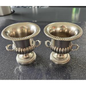 Paire de petits vases Médicis argent massif 