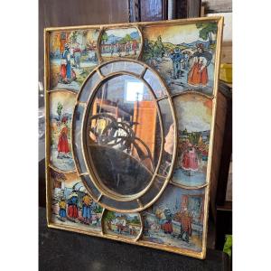 Tableau miroir et fixé sous verre 