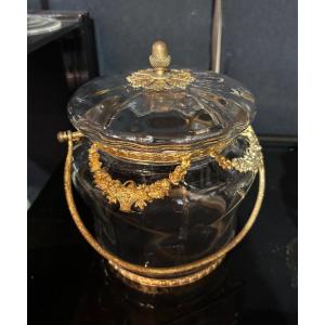 Pot couvert cristal et bronze 