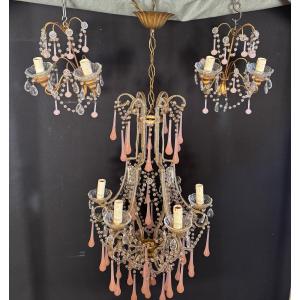 Lustre + 2 appliques pampilles 