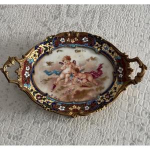 19th-century Cloisonné Porcelain Bronze Trinket Dish