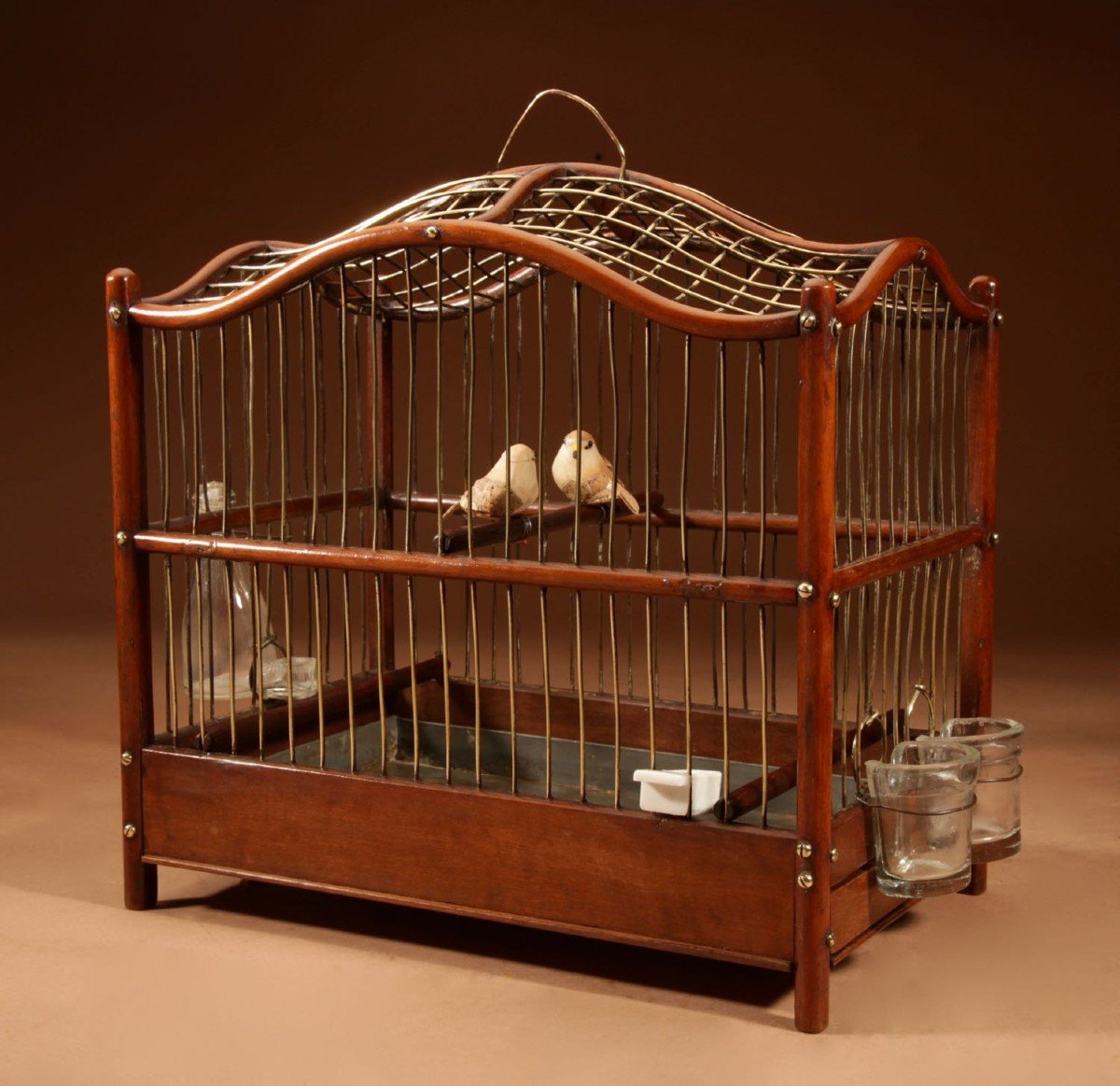 Proantic: Rare Anglo-dutch Mahogany And Brass Bird Cage Circa 1870
