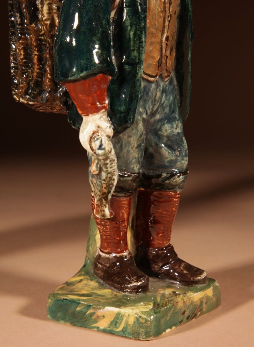 A Rare Pair Of Dutch Rozenburg Figures, Showing A Fisherman And Woman. Marked For: Rozenburg, 1-photo-4