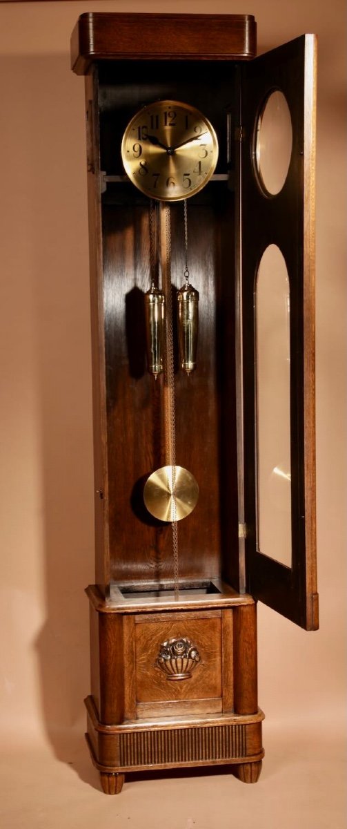 Gustav Becker Chêne Allemand Gründerzeit/historismus Longcase Clock Vers 1920-photo-3