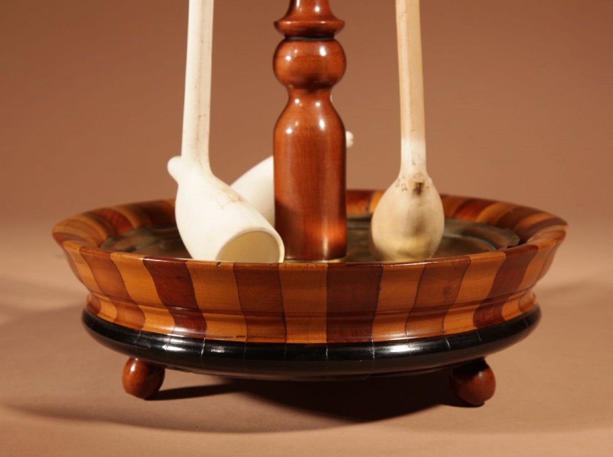 Treen, Tobacco Interest, A Set Of A Mahogany Coopered Pipe Stand And Its Coopered Mahogany Toba-photo-5