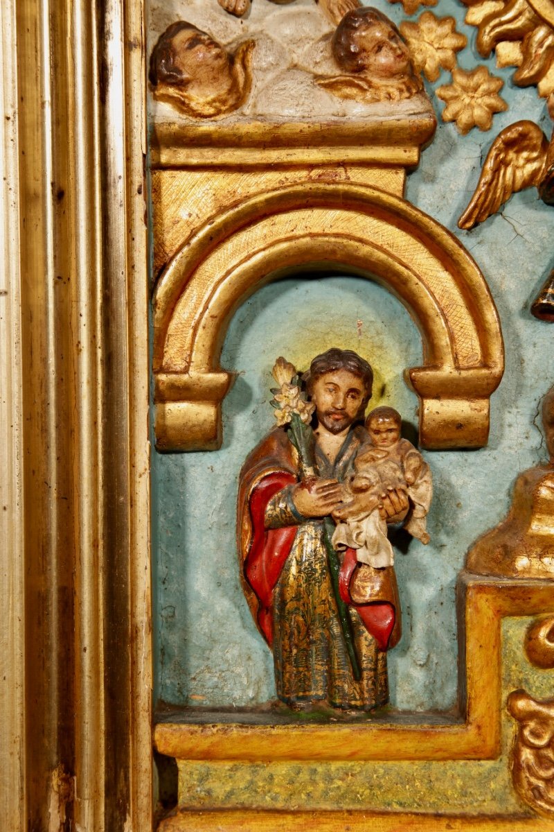 Spanish Folk Art Polychromed Home Altar. Circa 1900.-photo-4